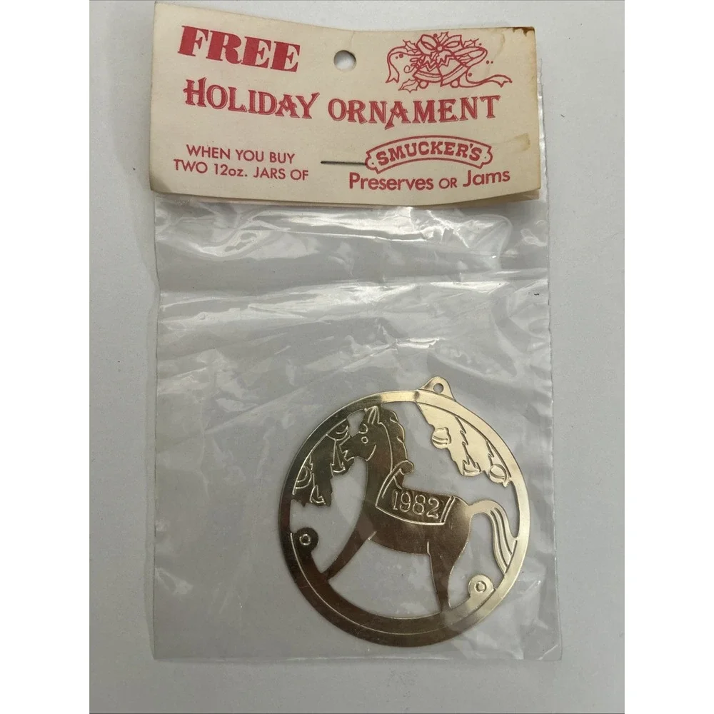 Lot Of Smuckers 1982 Holiday‎ Ornaments Rocking Horse And Sleigh 1248